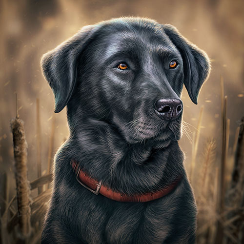 Illustration of a Black Labrador Retriever.