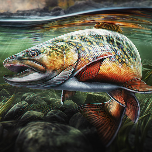 Illustration of a Brook Trout for usage in a t-shirt design.