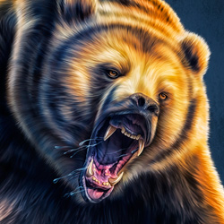 Illustration of a snarling Grizzly Bear.
