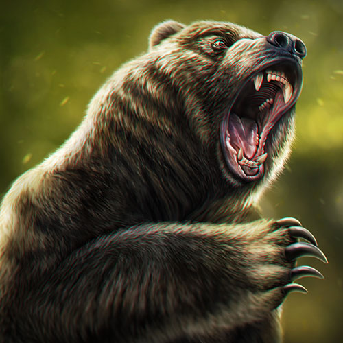 Illustration of an angry Grizzly Bear.