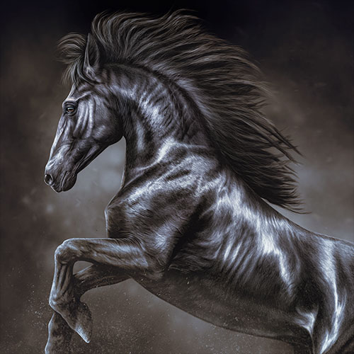 Illustration of a black Mustang.