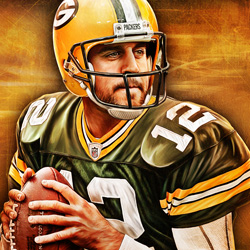 Digital of illustration of Aaron Rodgers of the Green Bay Packers (the enemy).