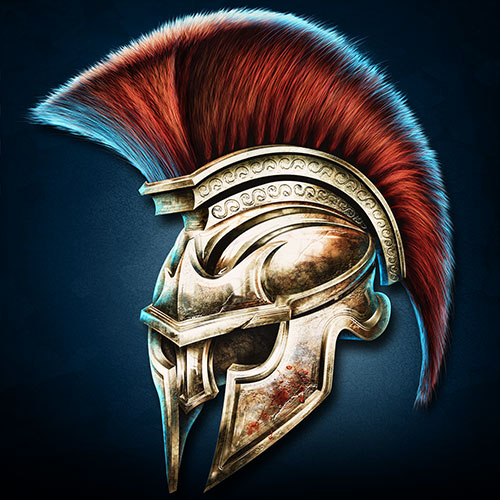 Concept illustration of a stylized Spartan helmet.