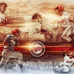 Vintage wall mural created for a suite at Target Field.