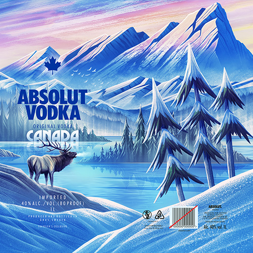 Design and illustration for Absolut Vodka's 'Limited Edition Bottle Bags' packaging contest on Talenthouse. Vector artwork created in Adobe Illustrator, and then colored and textured in Adobe Photoshop.